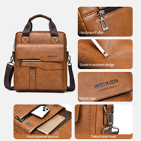 Sac bandoulière rétro en cuir vertical portable pour homme, sac messager imperméable en cuir avec fermeture éclair pour homme