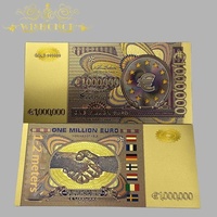 Billets de banque européens colorés de 5 à 10 millions d'Euros, plaqués or 24 carats, pour collection