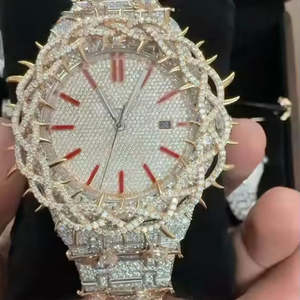 High-Quality VVS Moissanite Prototype Dial Automatic <b>Mechanical</b> <b>Watch</b> Stainless Steel Strap Hip-Hop Style Timepiece - Product Image 5