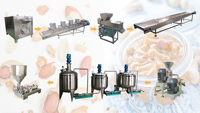 Ligne de production industrielle de beurre de cacahuètes, équipement de fabrication de pâte d'arachide en acier inoxydable pour usine alimentaire