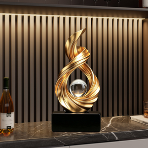 Gold Feng Shui Prosperity <b>Crystal</b> Ball <b>Ornament</b> Light Luxury Sculpture for Office Living Room - Product Image 2