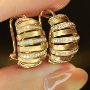 Aazuo – bijoux Vintage en or jaune massif 18 carats, diamants naturels, boucles d'oreilles de luxe, cadeau pour femmes, mariage, fête haut de gamme, Au750 - Product Image 4