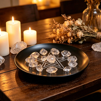 Nouveau brûleur d'encens en métal noir, motif pentagramme, lune et arbre de vie, pour Feng Shui, Pâques, rangement et décoration