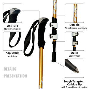 Bastone da <span class=keywords><strong>Trekking</strong></span> Telescopico Feistel in Alluminio Leggero a 3 Sezioni per Alpinismo, Escursionismo, Campeggio e Brevi <span class=keywords><strong>Viaggi</strong></span> - Product Image 3