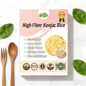 Riz de Konjac Shirataki Premium OEM, faible en glucides et en matières grasses, riche en fibres, 100g, <span class=keywords><strong>végétarien</strong></span>, Keto, Paléo, aliment instantané prêt à consommer en 15-20 minutes - Product Image 1