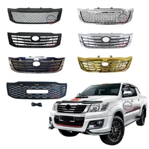 YBJรถกันชนหน้ากระจังหน้าKUN15 KUN35 GGN15กระบะChromeกระจังหน้าสําหรับHilux Vigo 2012-2014 OEM 53111-0K670 สีดํา/โครเมี่ยม/ทอง