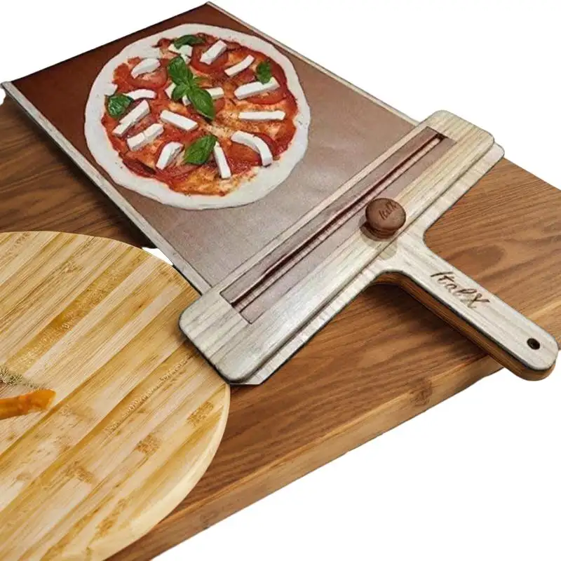 Gran oferta 2024 Amazon moderno logotipo personalizable última versión cocina bambú tablero deslizante portátil pizza tablero deslizante