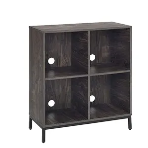 Manufacturer OEM Century Modern Vinyl Record Storage Table with 4 Cabinet Up to 100 Albums Record Player Stand