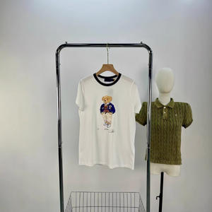 Nouvelle collection Printemps-Été 2026 : T-shirt décontracté en coton à manches courtes et col rond, avec broderie R~L et imprimé animal motif <span class=keywords><strong>petit</strong></span> ours, tendance - Product Image 2