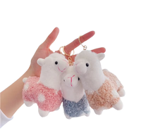 Porte-clés en peluche alpaga en fourrure d'agneau Pendentif Kawaii Little Lamb Plush Doll Puppet Bag Charm Stuffed Animal Toys Plushie Keychain