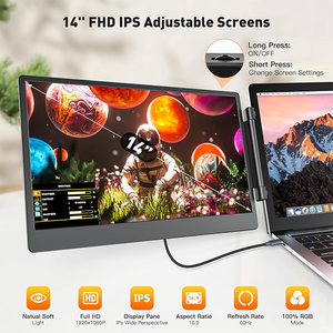 Extensor de Pantalla Triple <span class=keywords><strong>Aero</strong></span> de 14 Pulgadas FHD 1080P IPS USB para Portátiles, con Soporte Integrado, Altavoz, Plug and Play, para Portátiles de 13-17 Pulgadas, Serie Business - Product Image 3