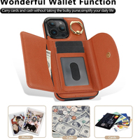 Étui de téléphone portable en cuir PU antichoc pour iPhone 16 Pro Max/16 Pro/16 Plus/16E, 360 °   Support pour téléphone, 3 emplacements pour cartes et poche pour billets