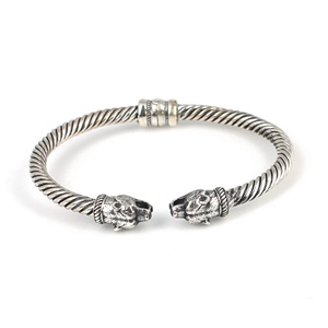 925 <b>Sterling</b> <b>Silver</b> Bear Head Twisted Romantic <b>Mens</b> <b>Bracelet</b> with Natural Stone Spring Clasp Handmade Turkish Jewelry - Product Image 3