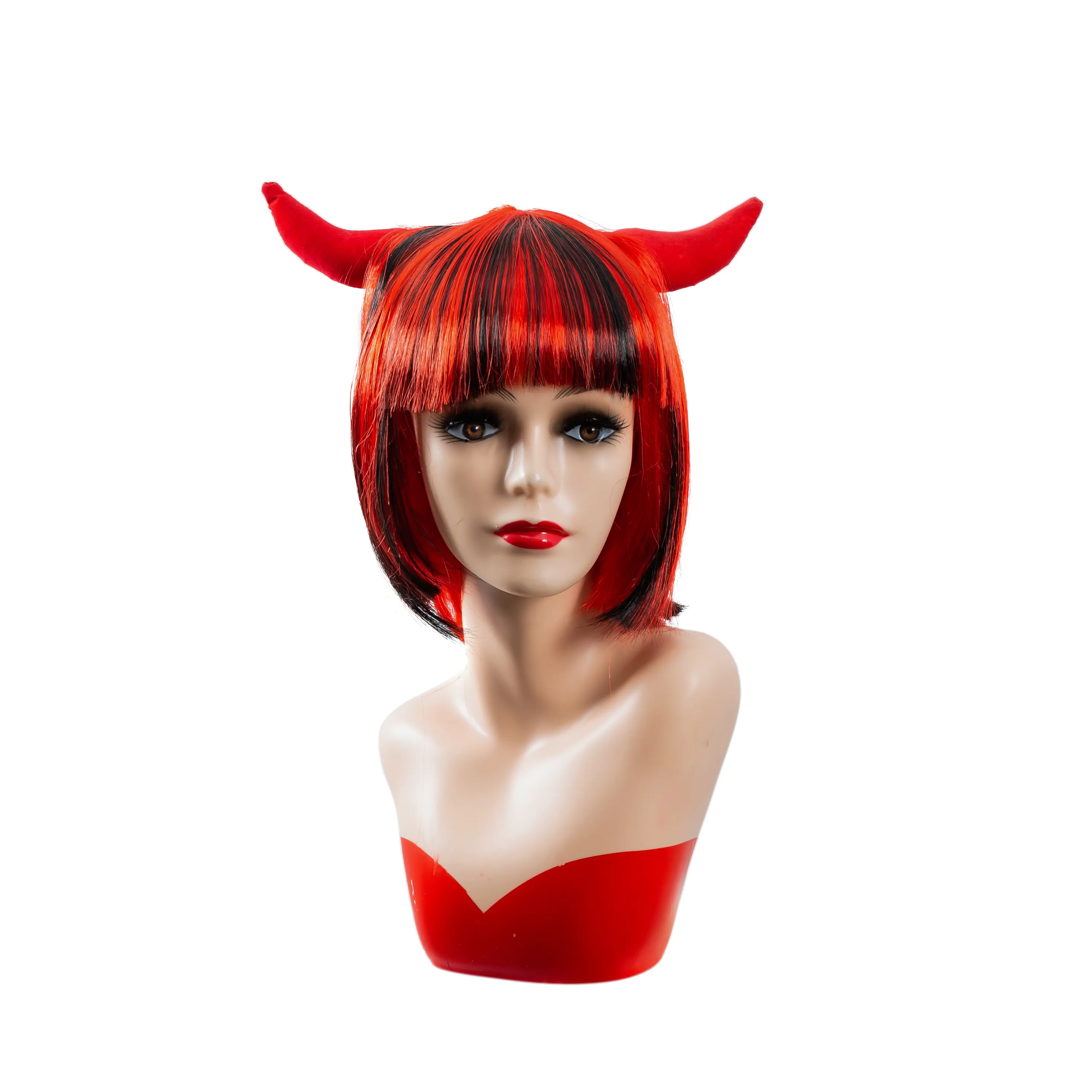 Cheap Ladies Costume Red Devil Horn Wholesale Party Halloween Wigs