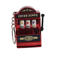 Porte-clés mini-machine à sous portable, en plastique, avec fruits, mignon, éducatif, électroplaqué, console de jeu pendentif à secouer et jouer