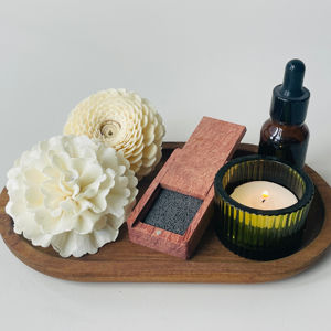 Un tocco naturale per l'arredamento della stanza pietra vulcanica e <span class=keywords><strong>diffusore</strong></span> di olio essenziale fiore Sola impostato <span class=keywords><strong>con</strong></span> <span class=keywords><strong>candela</strong></span> Tealight - Product Image 2