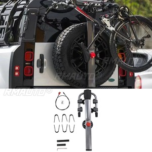 Estante de montaje de <span class=keywords><strong>maletero</strong></span> de bicicleta, Kit de carrocería de barbilla de montaje de enganche de estante montado en neumático de repuesto para Land Rover Defender 2020-2025, accesorios para coche - Product Image 1