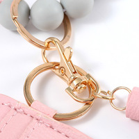 Porte-clés en perles, porte-clé en Silicone, léopard, perles, portefeuille en cuir Pu, voiture, porte-carte de crédit, 1 pièce