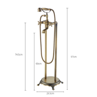 Robinet de baignoire classique noir en laiton antique, à poignée croisée, pour hôtel et villa