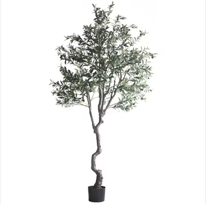 Arbre d'olivier simulé en plastique vert, plante artificielle, ornement écologique, UV 2m, salon, centre commercial - Product Image 5