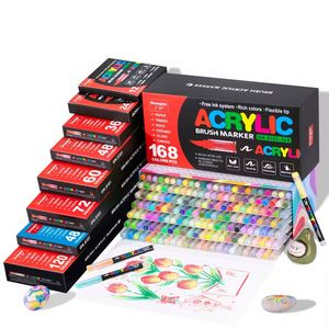 ชุดปากกามาร์คเกอร์อะคริลิค/น้ำแบบหัวคู่ 120/168 สี รุ่นใหม่ ปลายตรง ขนาด 1-2 มม./6-7 มม. สำหรับนักเรียนวาดภาพศิลปะ - Product Image 4