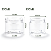 Série de pots alimentaires personnalisés en PET de 150 ml et 250 ml, certifiés CE, RoHS, HACCP, de qualité alimentaire UE, vides, avec couvercle à vis en plastique