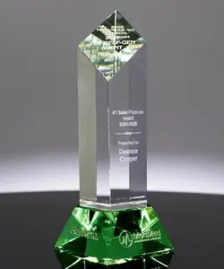 Nuovo design personalizzato incisione colorato trofeo di cristallo targa di cristallo personalizzato premio trofeo
