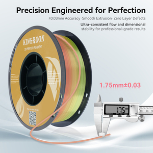 Kingroon Seiden-Regenbogen PLA Filament, 1KG Spule 1,75mm 3D-Druckmaterial Mehrfarbiges PLA-Filament für FDM 3D-Drucker - Product Image 2