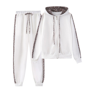 Modische Damen Sets Damen Schwarz Weiß 2 Stück Trainings anzug Baumwolle Sommer Pullover Anzüge Damen Outfit Zweiteilige Trainings anzüge - Product Image 4