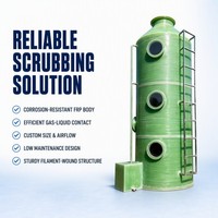 Colonne de filtration en fibre de verre (FRP) avec éliminateur de brume par pulvérisation pour le traitement des odeurs de COV et des gaz chimiques, épurateur humide industriel