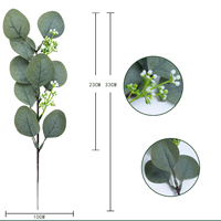 Vente en gros de plantes vertes feuilles artificielles pour l'extérieur soie eucalyptus simple branche tissu fausse plante pour décorations de bureau