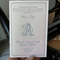 Undangan Pernikahan Sederhana Elegan Custom, Kertas Buatan Tangan Bertekstur Embossed/Debossed, Undangan Perayaan Pernikahan