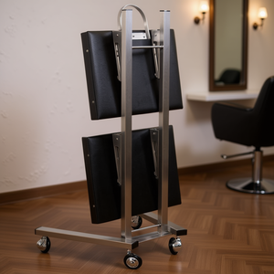 Chariot roulant à deux niveaux en acier inoxydable pour salon de beauté et spa, double plateau de rangement avec un design élégant, modèle D0100HA6VNU - Product Image 2