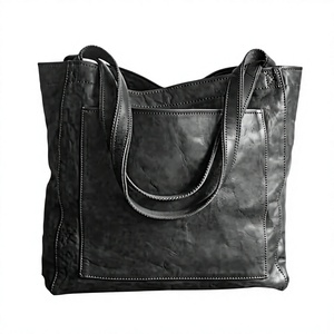 Black Genuine Leather Luxury Waterproof Clutch Zipper Closure Anti-Theft Cross-Body Strap Lightweight Design Handbag - Product Image 5