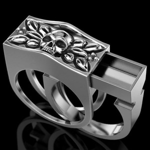 Anello da uomo H141 in acciaio inossidabile con teschio, placcato oro 18 carati, gioiello alla moda, regalo per lui - Product Image 3