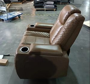 VANBOW <span class=keywords><strong>Fauteuil</strong></span> inclinable électrique Style européen Sièges de cinéma Salle de séjour Fonction chaise longue Cadre en bois Tissu extensible - Product Image 4