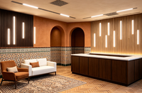 Panel de Pared Floral Moderno de WPC con Iluminación para Uso Comercial en Baños y Almacenes