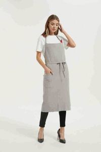 Japanese Korean Cotton Linen Work Bib Generous Simple Waist Custom Sleeveless <b>Gardening</b> Apron Cleaning for Flower Shop - Product Image 4