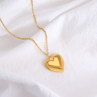 Bijoux de mode or coeur médaillon pendentif colliers gothique tour de cou femmes ouvrable coeur Photo haute polonais creux médaillon collier