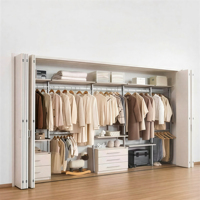 Élégante Armoire Modulable en Métal avec Éclairage Décoratif pour Rangement de Placard d'Appartement
