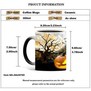 <span class=keywords><strong>Taza</strong></span> de café de cerámica personalizada superventas, <span class=keywords><strong>taza</strong></span> <span class=keywords><strong>mágica</strong></span> negra, sublimación, <span class=keywords><strong>precio</strong></span> al por mayor, porcelana, <span class=keywords><strong>Taza</strong></span> de cerámica que cambia de Color <span class=keywords><strong>para</strong></span> Halloween - Product Image 2