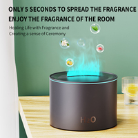 Diffuseur d'arômes en bois grainé en gros, humidificateur ultrasonique à brume fraîche, mini humidificateur portable USB à flamme pour bureau, maison, chambre