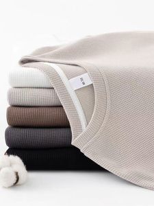 Custom Heren Shirt Met Lange Mouwen Oversized Thermische Wafel T-Shirts Zwaargewicht Katoenen Heren Boxy Cropped Wafel Gebreide T-Shirt - Product Image 1