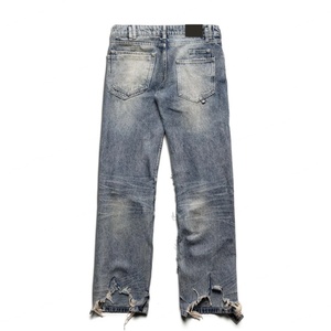 กางเกงยีนส์ผู้ชายทรงสลิมเอวต่ำสไตล์วินเทจฟอกสีคุณภาพสูงผ้าฝ้ายเนื้อดีทรงตรง - Product Image 4