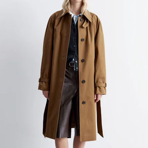 Best Selling Single Breasted Temperament <strong>Lady</strong> Long Trench <strong>Coat</strong> New Designed Turn-down Collar Belted <strong>Car</strong> <strong>Coat</strong> - Product Image 1