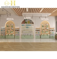 Conception intérieure de pharmacies commerciales, comptoir de présentation en verre de luxe personnalisé, étagères de pharmacie modernes à vendre