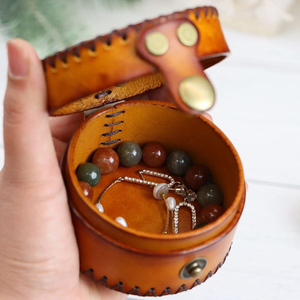 विंटेज सिक्के इयरफ़ोन छोटे वस्तु भंडारण बाल्टी pu चमड़े के कंगन ईयररिंग्स रिंग यात्रा गहने बॉक्स - Product Image 1