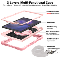 Étui antichoc triple couche pour Samsung Galaxy Tab A9 Plus 11 pouces avec support rotatif à 360°, sangle de transport et protection intégrale
