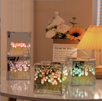 Cadeau populaire pour la Saint-Valentin, anniversaire, cadeau artisanal, décoration de chambre, lampe de table, kits de bricolage, fonction miroir en forme de tulipe, lampe LED en forme de tulipe