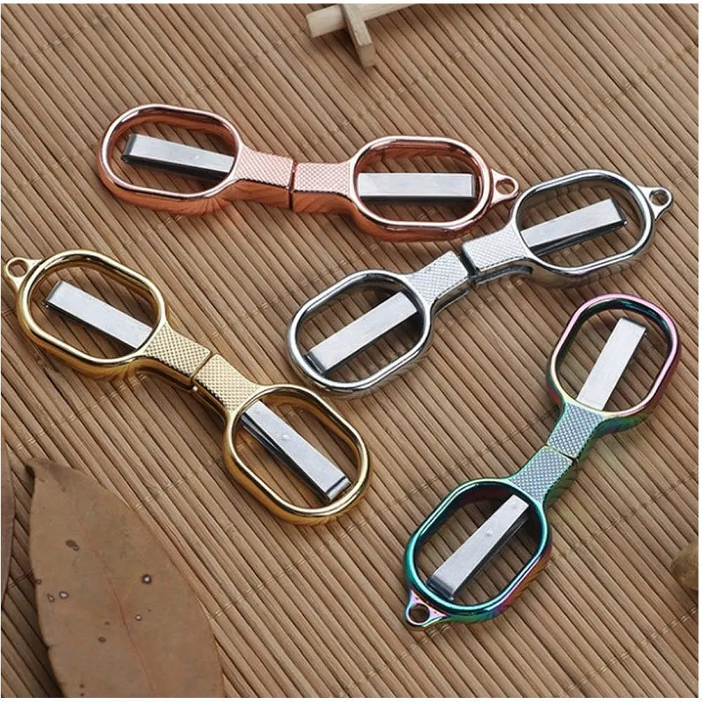 Stainless Steel Anti-Rust Portable Folding Scissors Glasses Shaped Mini Shear Fishing Scissor For Home And Travel Camping Use